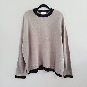 WeWoreWhat Gray and Black Crew Neck Sweater